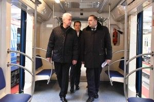 26 февраля 2016 Мэр Москвы Сергей Собянин смотрел новые вагоны метро в электродепо "Выхино"